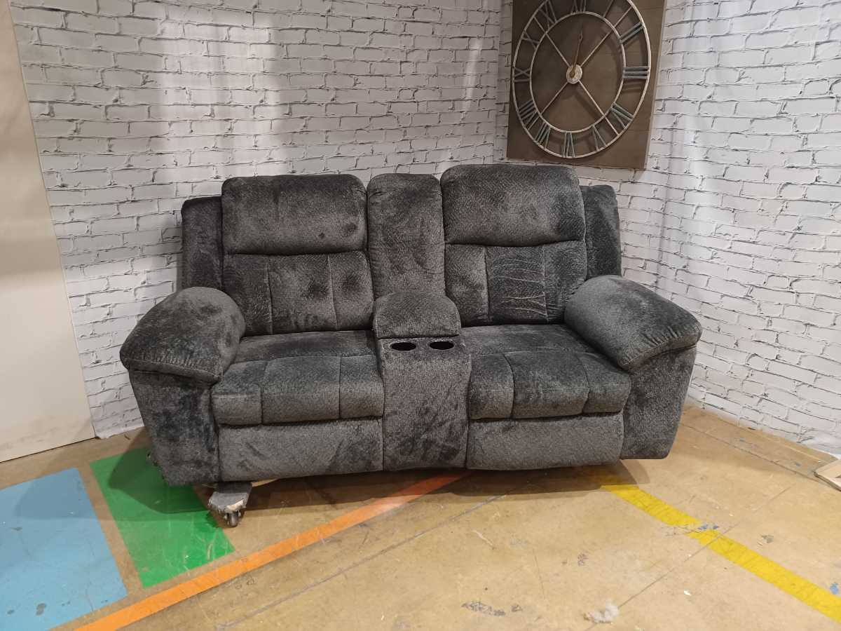 Frohn Reclining Loveseat with Console - Graphite - Gallery Image 4